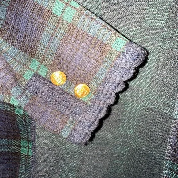 Alfred Dunner Vintage Plaid Jacket – Size 10 – Made in USA – Gold Button Trim - Picture 6 of 11
